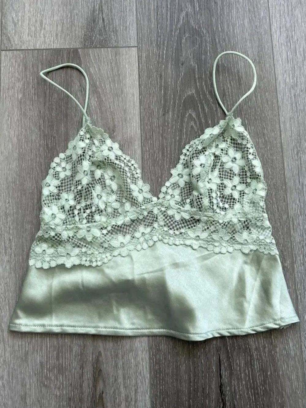 Princess Polly Sage Green Lace Satin Beattie Cami